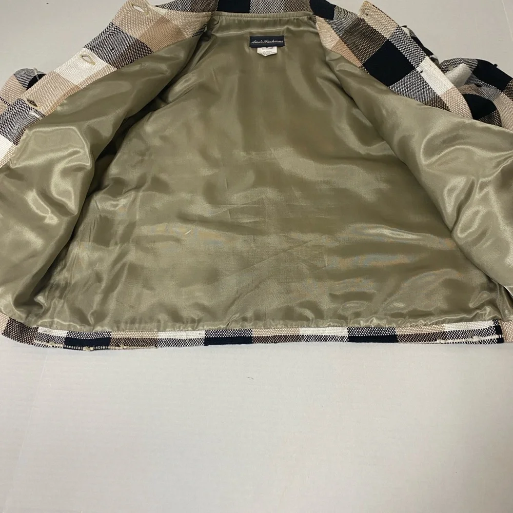 Ana’s Fashions, Women's Plaid Blazer - Black, Brown, Cream, Small